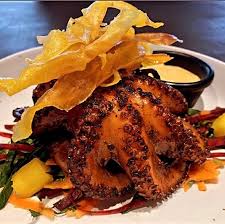 Pulpo a la Barbicue en Salsa de Ajo